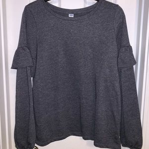 Gray Old Navy Long Sleeve Top with Ruffled Sleeve